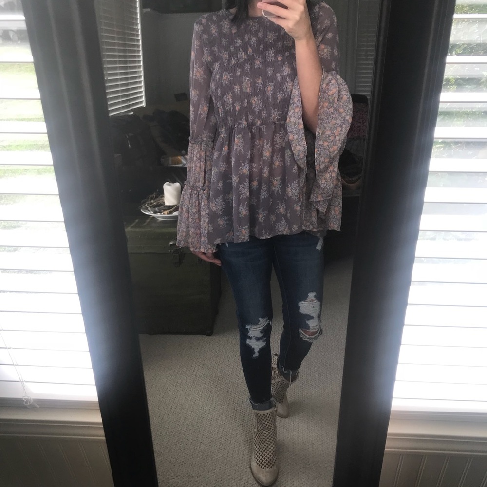 Purple flower babydoll top